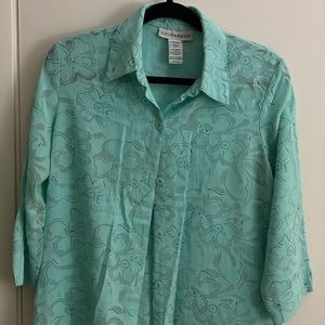 Sag Harbor, small Shirt, green and color semi see-through